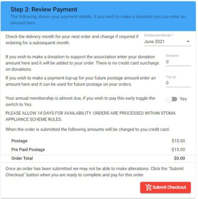 Select month and payment