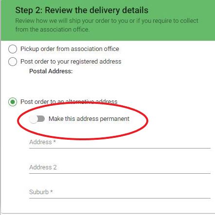 Delivery details screen