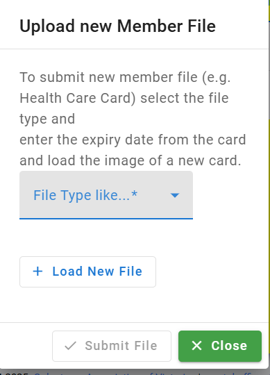 Select file type dialog