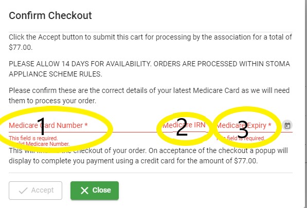 Medicare card detail fields