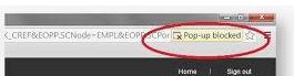 Blocked pop-up indicator in the browser address bar